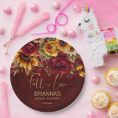 Herbst Brautparty burgundy Rose Sonnenblumen Pappteller (Party)