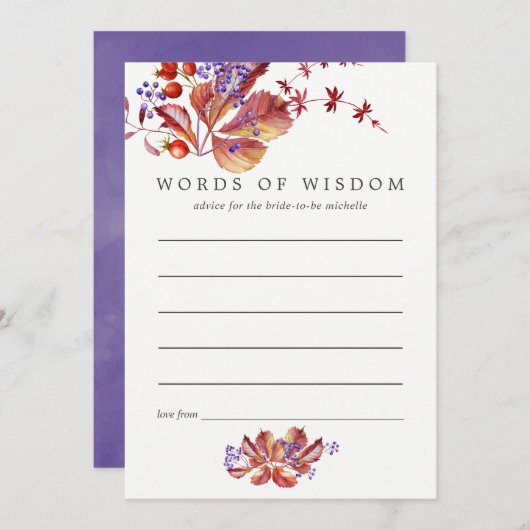 Herbst - Brautparty für Herbst Hinweiskarte (Vorne/Hinten)