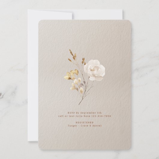 Herbst Brautparty Gown Einladung mit Florals (Rückseite)