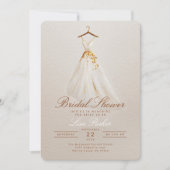 Herbst Brautparty Gown Einladung mit Florals (Vorderseite)