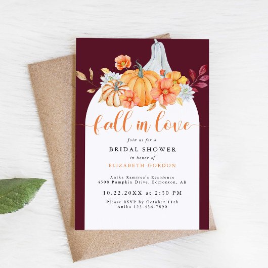 Herbst Brautparty Herbstpumpenfall in Liebe Einladung