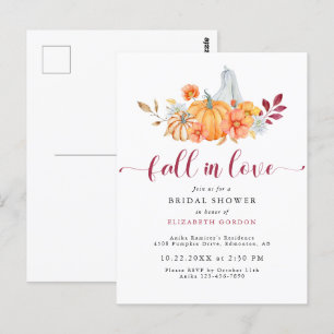 Herbst Brautparty Herbstpumpenfall in Liebe Postkarte