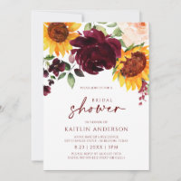 Herbst Brautparty Sonnenblumen Rose Burgund Rot in
