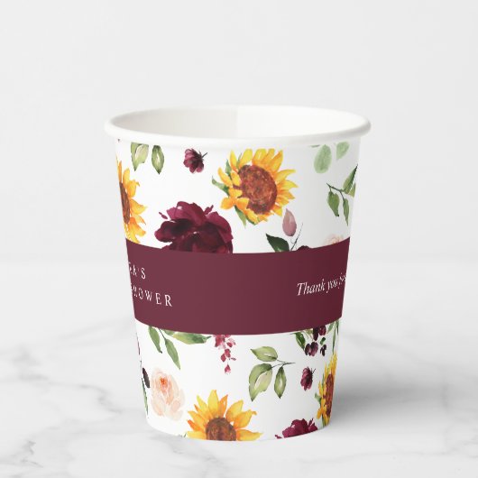 Herbst Brautparty Sonnenblumen und Rose Blumen Pappbecher (Links)