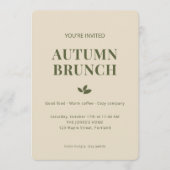 Herbst-Brunch | Fallende Blätter Olivgrün Einladung (Vorderseite)