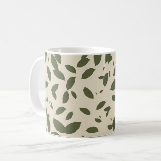Herbst-Brunch | Fallende Blätter Olivgrün Kaffeetasse (Vorderseite Links)