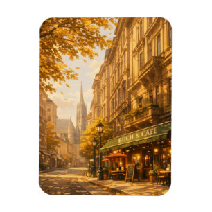 Herbst Buch & Café Straße Cozy Europäische Gasse  Magnet