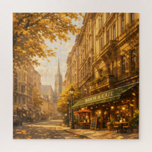 Herbst Buch & Café Straße Gemütliche Europäische G Puzzle