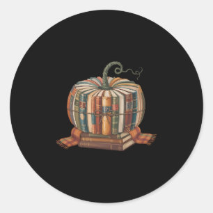 Herbst Buch Kürbis Halloween Lehrer Bibliothekar A Runder Aufkleber