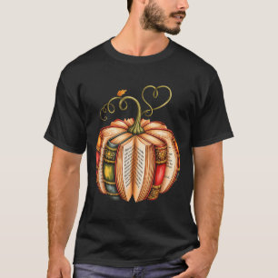 Herbst-Buch-Kürbis-Herbst-Bibliothekare-Bücherwurm T-Shirt