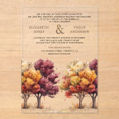 Herbst Burgund Bäume Hochzeit Acryleinladungen (Vorderseite)