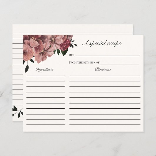 Herbst Burgund Bläsernte Brautparty Rezept Karte (Vorne/Hinten)