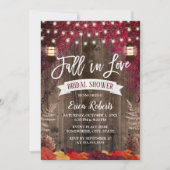 Herbst Burgund Blätter Lantern Fall Brautparty Einladung (Vorderseite)