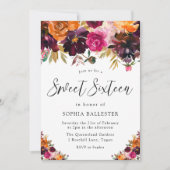 Herbst Burgund Blume fallen Süß 16 Party Einladung (Vorderseite)