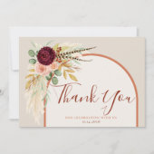 Herbst Burgund Blush Rustikaler Eukalyptus Rostflo Dankeskarte (Vorderseite)