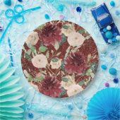 Herbst Burgund Chrysanthemum Blush Rosa Rose Pappteller (Party)