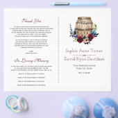 Herbst-Burgund-Flora-Wein-Barrel-Hochzeitsprogramm Flyer (Einzeln)