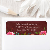 Herbst-Burgund-Floral-Hochzeit-Rücksendeadresse (Insitu)