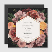 Herbst Burgund Floral Save the Date Magnetkarte (Vorne/Hinten)