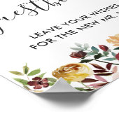 Herbst-Burgund-Floral Wedding Gästebuch-Zeichen Poster (Ecke)
