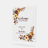 Herbst Burgund florale Rustikale Willkommen auf un Acrylschild (Winkel)
