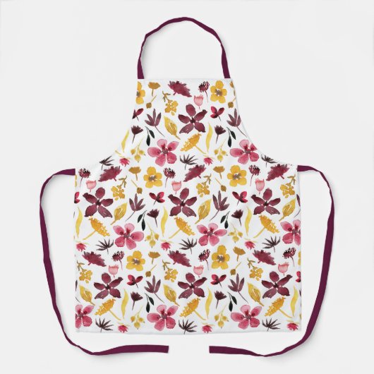 Herbst-Burgund-Gold-Wildblumen-Muster Schürze (Vorderseite)