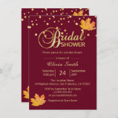 Herbst-Burgund-Marsala-Brautparty Einladung (Vorne/Hinten)