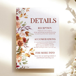 Herbst - Burgund Orange Blume Details Begleitkarte