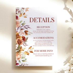 Herbst - Burgund Orange Blume Details Begleitkarte