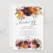 Herbst Burgund & Orange Blumenkohl Tee Einladung (Vorderseite)