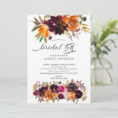 Herbst Burgund & Orange Blumenkohl Tee Einladung (Stehend Vorderseite)