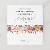 Herbst-Burgund-Orange-Blumenzettel-Platzkarte Platzkarte (Außenseite Aufgefaltet)
