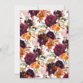 Herbst Burgund & Orange Floral Bridal Luncheon Einladung (Rückseite)