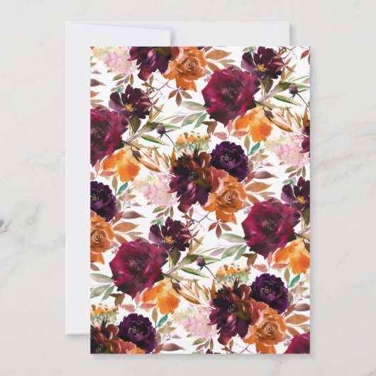 Herbst Burgund & Orange Floral Bridal Luncheon Einladung (Rückseite)