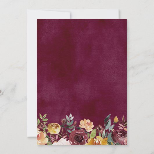 Herbst-Burgund Rote Orange Floral Engagement Party Einladung (Rückseite)