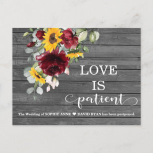 Herbst Burgund Sonnenblumen Barn Hochzeit verschob Postkarte