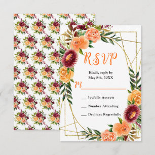 Herbst Burgund und Orangenblüten RSVP Karte