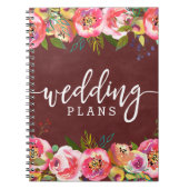 Herbst Burgund Wasserfarbe Blumenplaner Notizblock (Vorderseite)