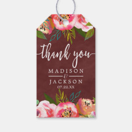 Herbst Burgund Wasserfarbenhochzeit Danke Geschenkanhänger