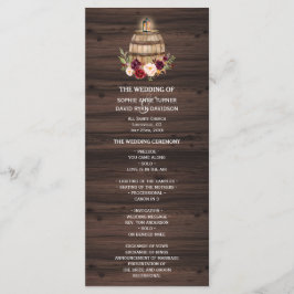 Herbst Burgund Wein Barrel Floral Wedding Programm