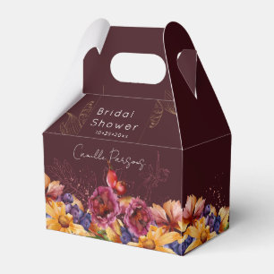 Herbst-Burgunder-Aquarell-Blumen-Brautparty  Geschenkschachtel
