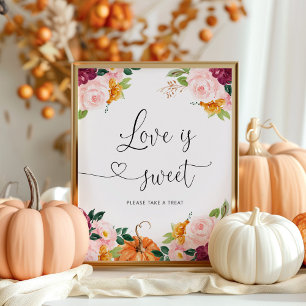 Herbst burgunder Liebe ist süß nimm ein Geschenk P Poster