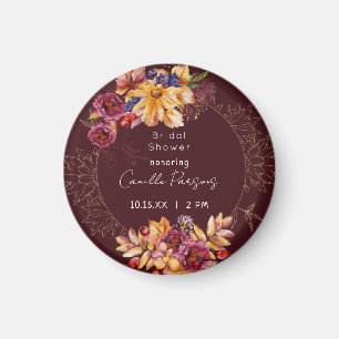 Herbst-Burgunder-Weihnachts-Wasserfarben-Braut-Par Magnet