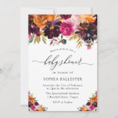 Herbst-Burgundy-Blume fallen Kinderdusche Einladung (Vorderseite)