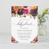 Herbst-Burgundy-Blume fallen Kinderdusche Einladung (Stehend Vorderseite)