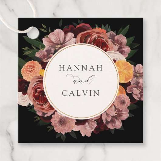 Herbst-Burgundy-Blumenzelt Geschenkanhänger (Vorderseite)