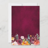 Herbst-Burgundy Blush Bloral Blossom Hochzeit Einladung (Rückseite)