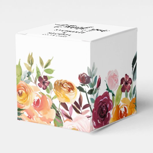 Herbst-Burgundy Blush Bloral Blossom Hochzeit Geschenkschachtel (Vorderseite)