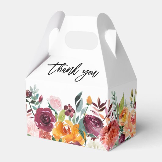 Herbst-Burgundy Blush Bloral Blossom Hochzeit Geschenkschachtel (Rückseite)