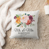 Herbst-Burgundy Blush Bloral Blossom Hochzeit Kissen (Decke)